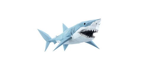 Obraz premium 3D paper shark, white background