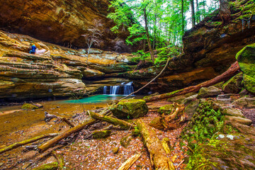 Waterfall, Old Man's Cave, Hocking Hills State Park, Ohio