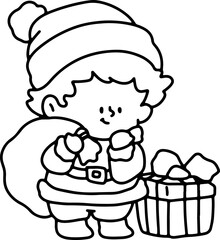 Cute children Christmas Cute hand drawn Elements Illustration cards