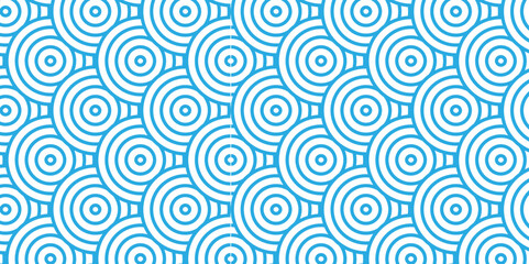 Vector blue overlapping and fabric pattern with waves geometric retro white background. blue seamless overlap stripe geomatics create retro line pattern background	
