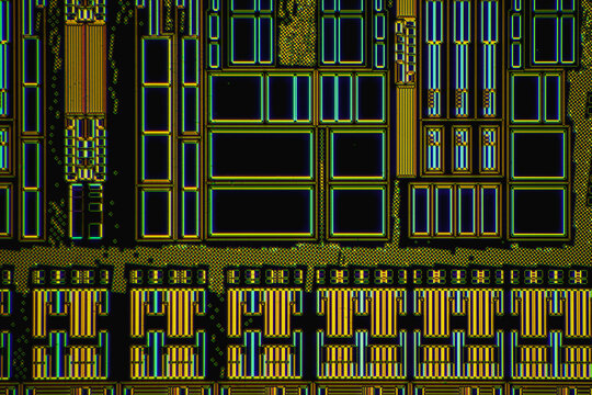 modern high-tech nanoscale wafer circuit micrograph