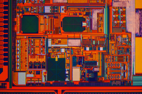 modern high-tech nanoscale wafer circuit micrograph