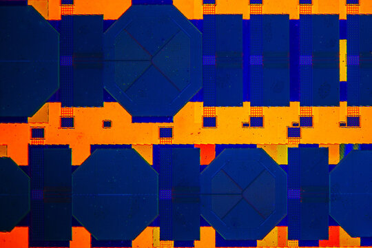 modern high-tech nanoscale wafer circuit micrograph