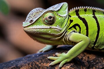 Obraz premium Exquisite Closeup of a Green Chameleon with Stunning Tones and Detail