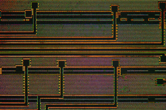 modern high-tech nanoscale wafer circuit micrograph
