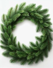 A lush, green evergreen wreath, perfect for the holidays.