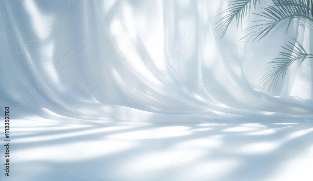 Aufkleber light and shadow on sheer white curtain with ethereal atmosphere