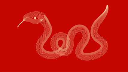 Red festive Year of the snake vector illustration background