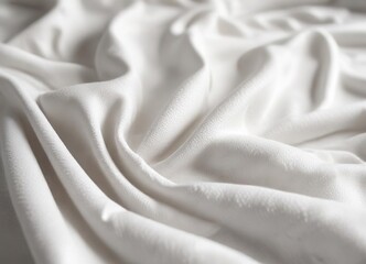 Obraz premium Macro shot of delicate white fleece fabric with folds, gentle, plush, blanket