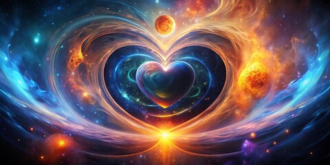 Obraz premium Cosmic Heart Nebula A Celestial Love Story in the Vast Expanse of Space