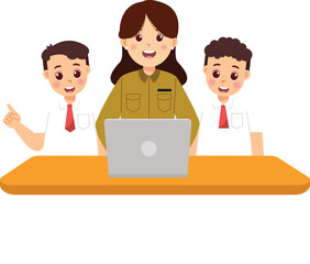Illustration of Teacher with Students