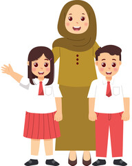 Illustration of Teacher with Students