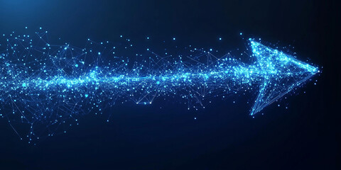 Abstract arrow speed motion light effect with blue glow on dark background