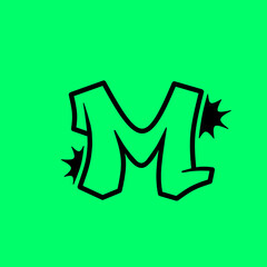 Letter M graffiti on light green background