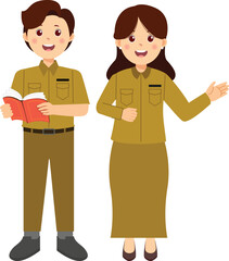 Illustration of Indonesian Civil Servants in Uniform