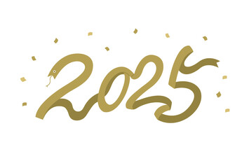 2025 金色リボンのタイポグラフィデザイン