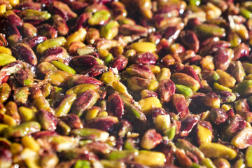 Vibrant fresh pistachio nuts, perfect for a healthy snack or garnish in culinary photography
