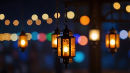 Illuminated Lanterns at Night
