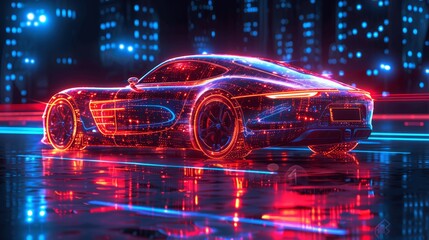 futuristic city road racing game with holographic UI speed and vehicle price digital gaming for console or web earning crypto tokens in high-tech dynamic graphics