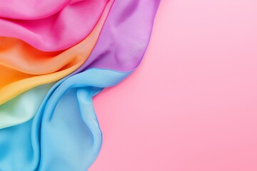 Vibrant Multicolored Fabric on Pink Background – Abstract Textile Art Design