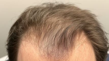 Fototapeta premium man scalp with severe hair loss, hair loss pattern symptoms on men