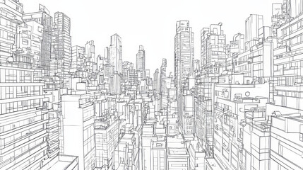 Single continuous one line art city building construction. Architecture house urban apartment cityscape concept design sketch outline drawing vector illustration