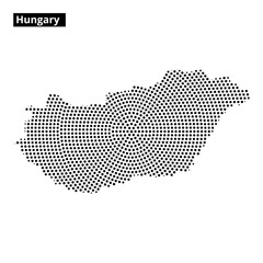 Fototapeta premium Hungary map outlined with dot pattern overlaid on an abstract background