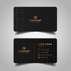 Black and gold business card with a modern, minimalist design template.