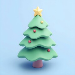 Colorful small Christmas tree decoration with a star on top and ornaments suitable for festive celebrations