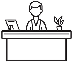 Fototapeta premium Vector illustration of desk icon, reception desk icon isolated on white background