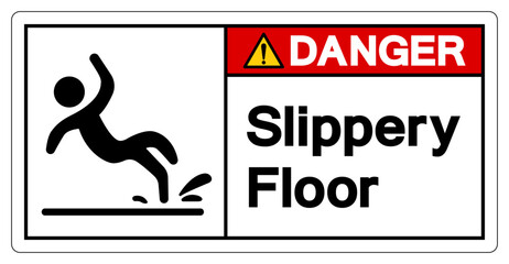 Danger Slippery Floor Symbol Sign,Vector Illustration, Isolate On White Background Label. EPS10