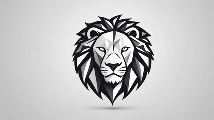 Creative lion logo design featuring geometric shapes and monochrome colors suitable for branding or artistic projects