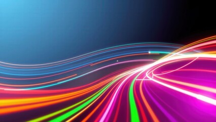 Vibrant Neon Lights Trail: Dynamic Abstract Background for Modern Web Design, Advertising, and Tech Promotions