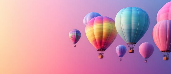 Obraz premium Colorful hot air balloons soaring against a gradient sky.