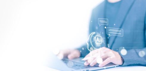 chatbot digital technology, which is smart robot conversation. concept of development of AI...