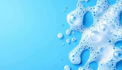 White Bubbles on Bright Blue Background Minimalistic Design for Advertisements and Templates