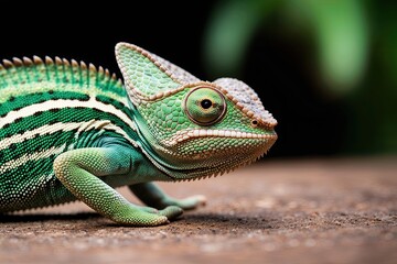 Obraz premium Stunning Closeup Image of a Detailed Green Chameleon with Vibrant Colors