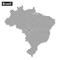 Obraz premium Brazil's geographical outline in a dotted design demonstrating its unique shape