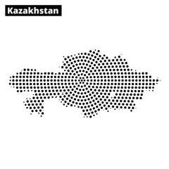 Map outline of Kazakhstan illustrated in dotted design on white background