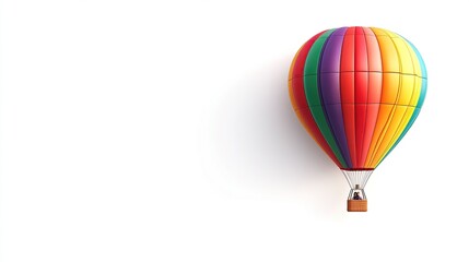 Fototapeta premium A colorful hot air balloon against a white background, symbolizing adventure and travel.