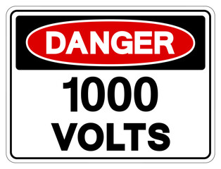 Danger 1000 Volts Tag Symbol Sign,Vector Illustration, Isolate On White Background Label. EPS10