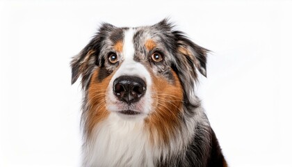 Australian Shepherd dog on isolated white background