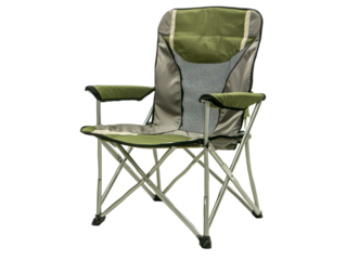 Green and white camping chair with a mesh back