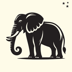 Fototapeta premium black elephant silhouette vector, Elephant logo silhouette vector.