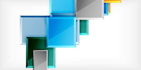 Glass toy style square shapes abstract design. Vector Illustration For Wallpaper, Banner, Background, Card, Book Illustration, landing page