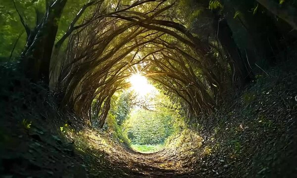 Sunlight Streams Through Halnaker Tree Tunnel in West Sussex, Symbolizing Hope in Challenging Times
