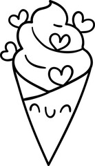 Doodle ice cream Outline valentine stamp Classroom activity