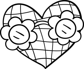 Doodle disco heart Outline valentine stamp Classroom activity