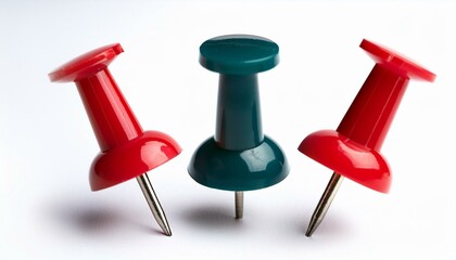 Red push pin on isolated white background