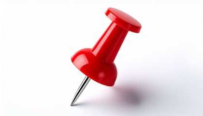Red push pin on isolated white background